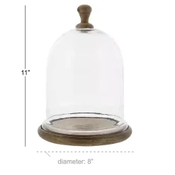 Clearance Farmhouse Wood and Glass Dome Cloche, 11 in. Decorative Accents