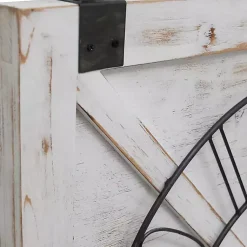 Kirklands Home Clocks|Farmstead Wooden Barn Door Clock White