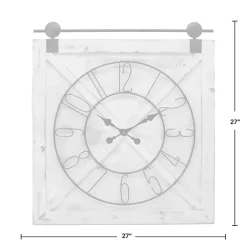 Kirklands Home Clocks|Farmstead Wooden Barn Door Clock White