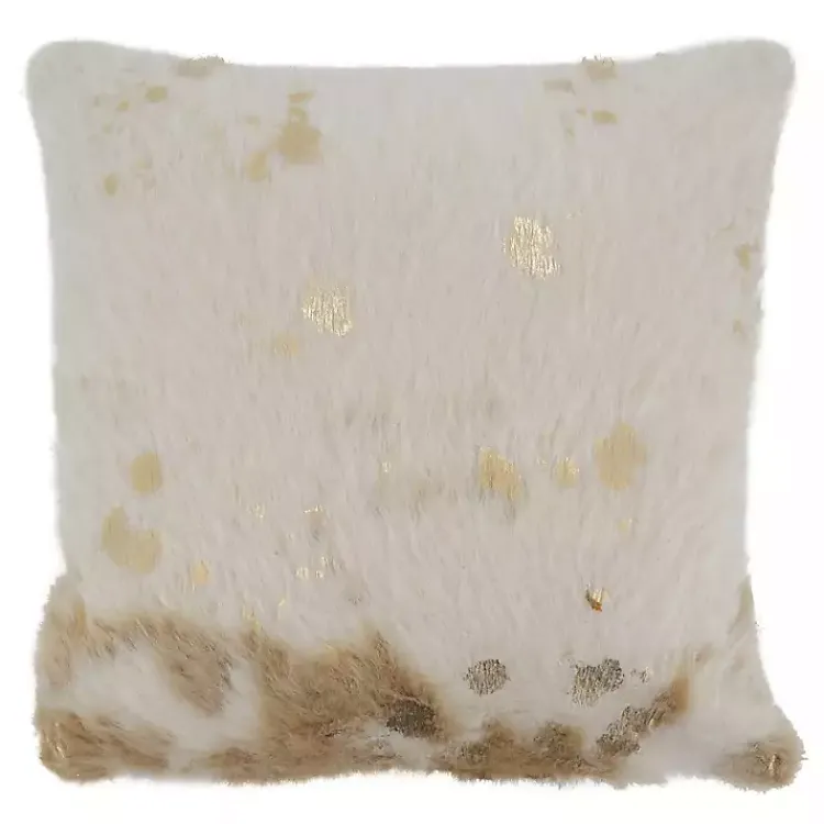 Clearance Faux Cow Hide and Gold Foil Accent Pillow Pillows