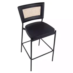 Kirklands Home Bar Stools & Counter Height Stools|Faux Leather and Rattan Bar Stools, Set of 2