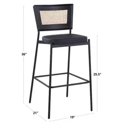 Kirklands Home Bar Stools & Counter Height Stools|Faux Leather and Rattan Bar Stools, Set of 2
