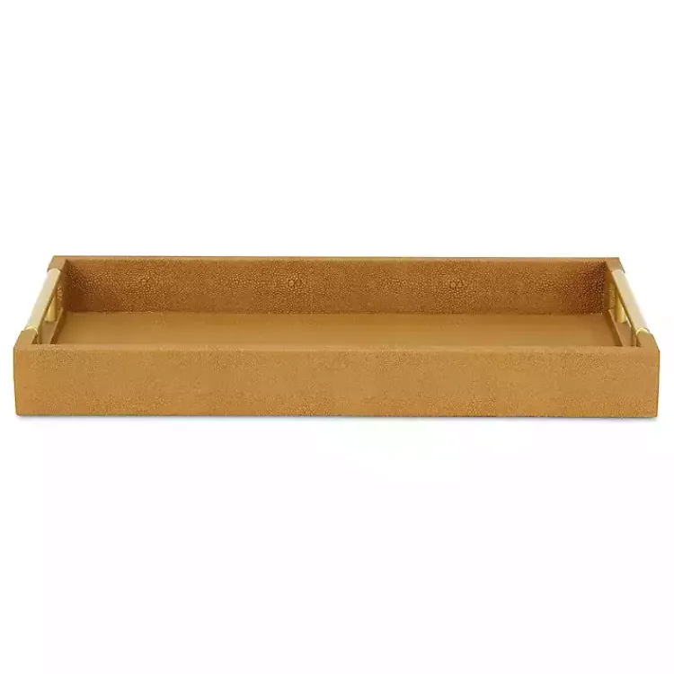 Discount Faux Leather Camel Tray Decorative Trays
