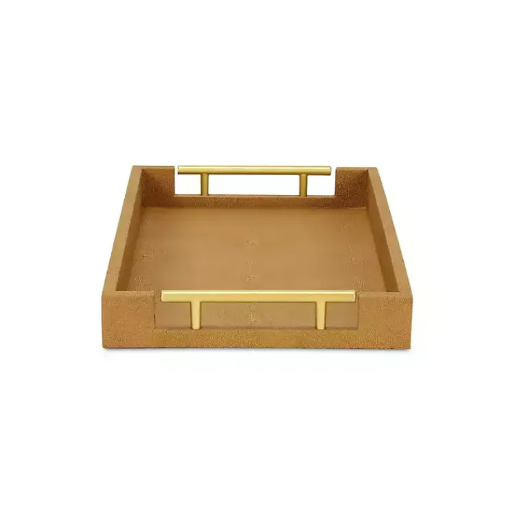 Discount Faux Leather Camel Tray Decorative Trays
