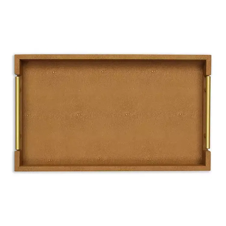 Discount Faux Leather Camel Tray Decorative Trays