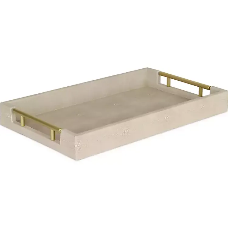 Clearance Faux Leather Ivory Tray Decorative Trays