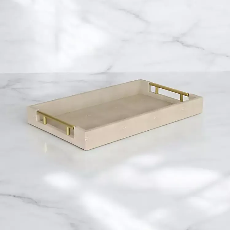 Clearance Faux Leather Ivory Tray Decorative Trays