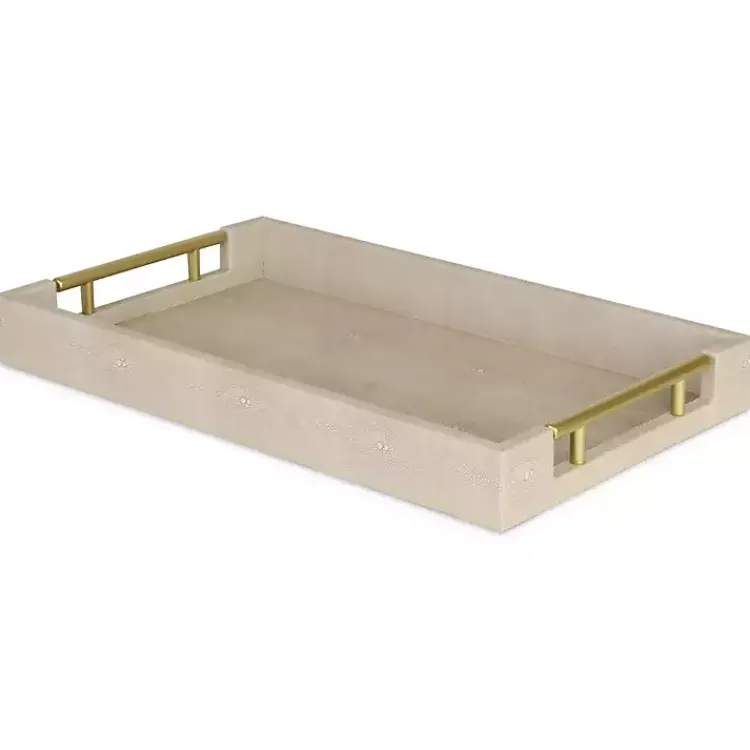 Clearance Faux Leather Ivory Tray Decorative Trays