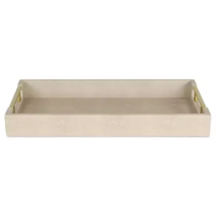 Clearance Faux Leather Ivory Tray Decorative Trays