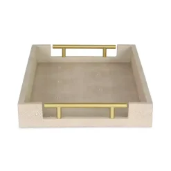 Clearance Faux Leather Ivory Tray Decorative Trays