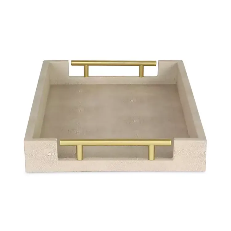 Clearance Faux Leather Ivory Tray Decorative Trays