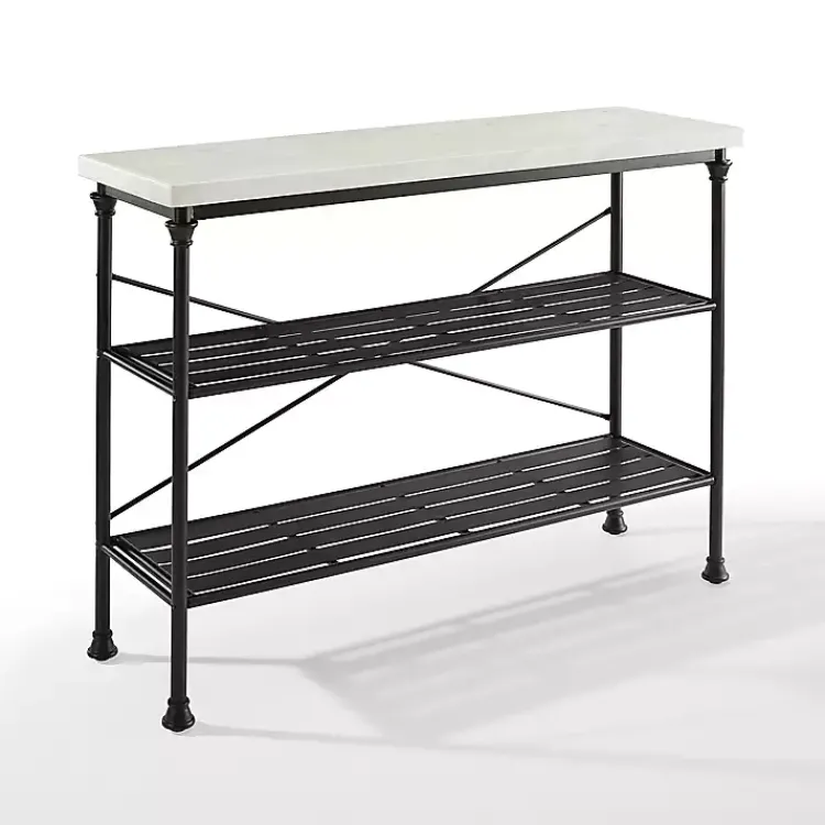 Kirklands Home Console Tables|Faux Marble Top 3-Tier Melody Console Table Black
