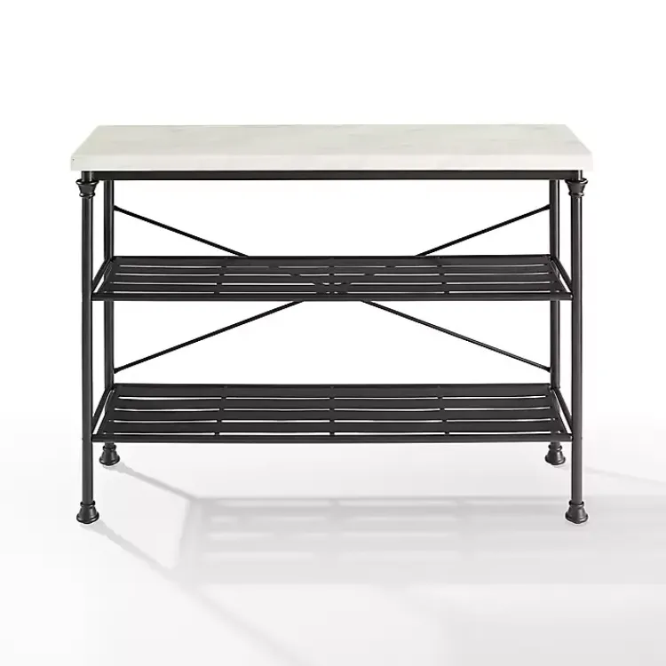Kirklands Home Console Tables|Faux Marble Top 3-Tier Melody Console Table Black