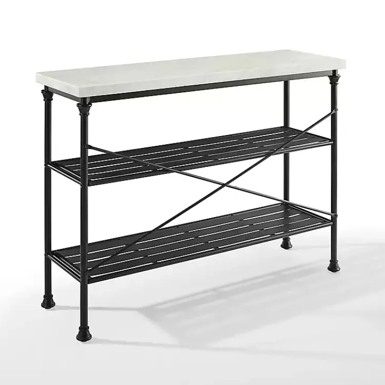 Kirklands Home Console Tables|Faux Marble Top 3-Tier Melody Console Table Black