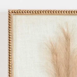 Kirklands Home Wall Plaques|Faux Pampas Grass Beaded Frame Wall Plaque Tan