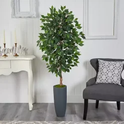 Outlet Ficus Tree in Gray Oblong Planter, 60 in. Trees & Topiaries