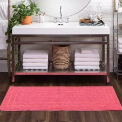 Kirklands Home Bathroom Rugs|Fiesta Plush Reversible Cotton Bath Mat, 60 in. Pink