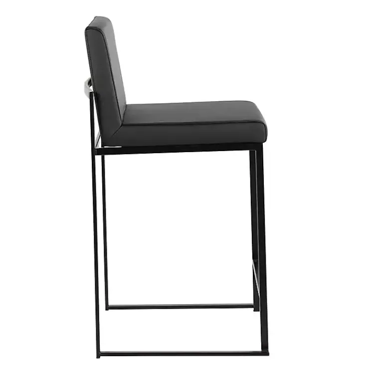 Kirklands Home Bar Stools & Counter Height Stools|Fiji Faux Leather Counter Stools, Set of 3 Black