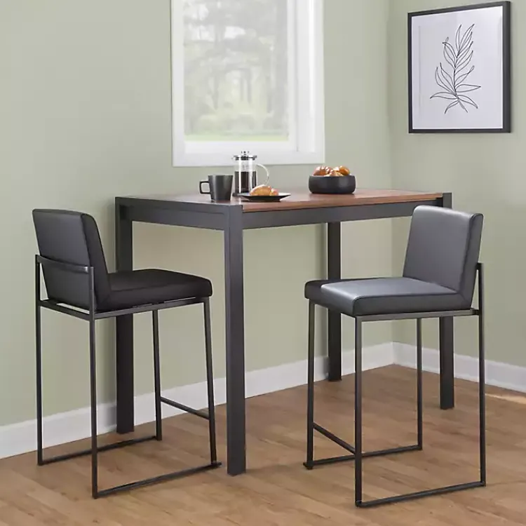 Kirklands Home Bar Stools & Counter Height Stools|Fiji Faux Leather Counter Stools, Set of 3 Black