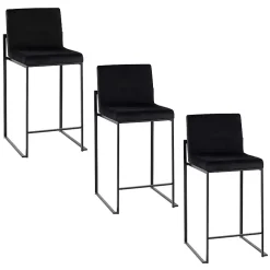 Kirklands Home Bar Stools & Counter Height Stools|Fiji Velvet Counter Stools, Set of 3 Black