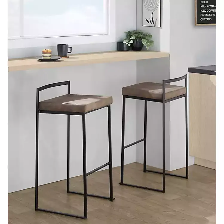 Kirklands Home Bar Stools & Counter Height Stools|Fiji Stackable Bar Stools, Set of 2 Brown