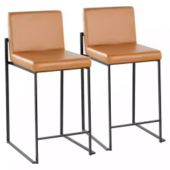 Kirklands Home Bar Stools & Counter Height Stools|Fiji Camel Faux Leather Counter Stools, Set of 2 Tan