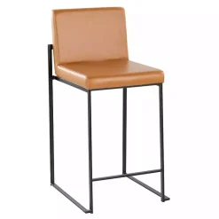 Kirklands Home Bar Stools & Counter Height Stools|Fiji Camel Faux Leather Counter Stools, Set of 2 Tan