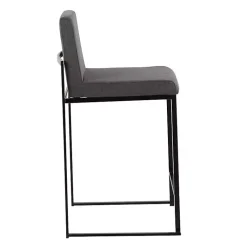 Kirklands Home Bar Stools & Counter Height Stools|Fiji Charcoal Upholstered Counter Stools, Set of 3 Gray