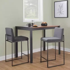 Kirklands Home Bar Stools & Counter Height Stools|Fiji Charcoal Upholstered Counter Stools, Set of 3 Gray