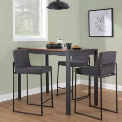 Kirklands Home Bar Stools & Counter Height Stools|Fiji Charcoal Upholstered Counter Stools, Set of 3 Gray