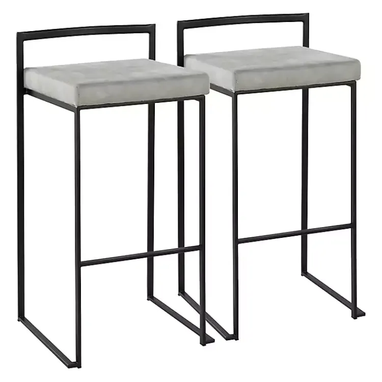 Kirklands Home Bar Stools & Counter Height Stools|Fiji Stackable Bar Stools, Set of 2 Gray