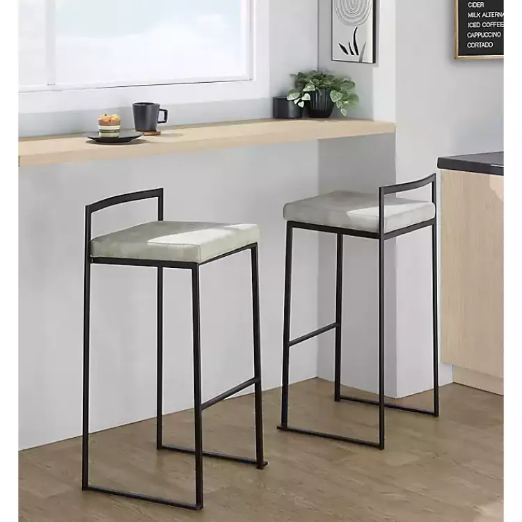 Kirklands Home Bar Stools & Counter Height Stools|Fiji Stackable Bar Stools, Set of 2 Gray