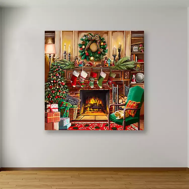 New Fireside Christmas Canvas Art Print Christmas Art & Wall Decor