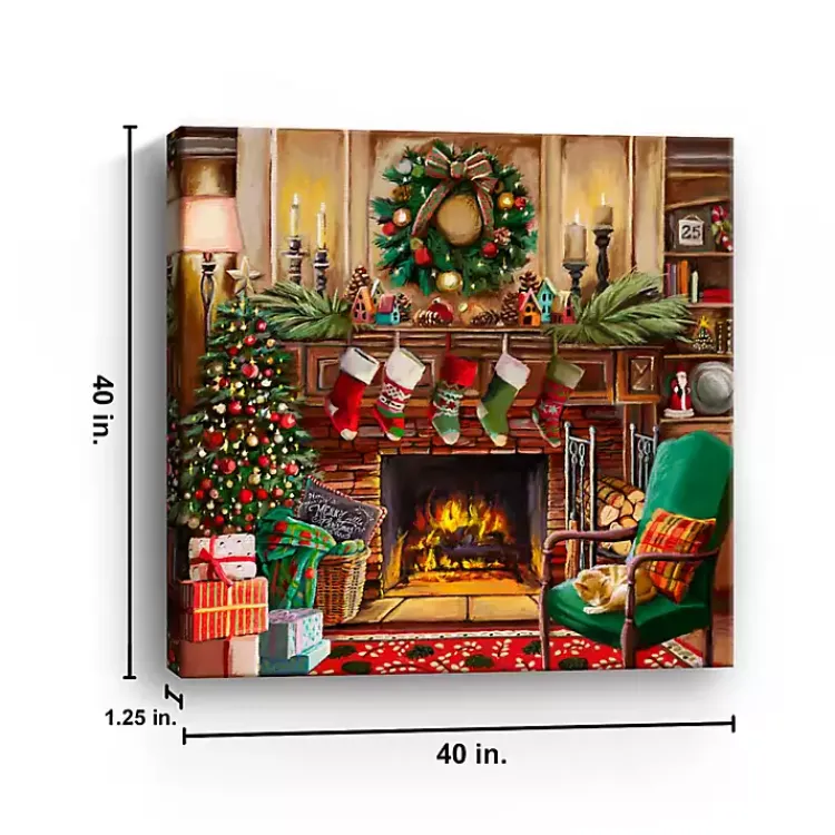 New Fireside Christmas Canvas Art Print Christmas Art & Wall Decor