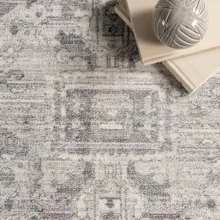 Kirklands Home Area Rugs|Flo Vintage Medallion Washable Area Rug, 6x9 Gray