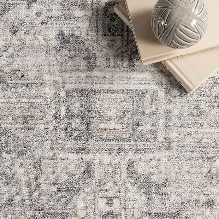 Kirklands Home Area Rugs|Flo Vintage Medallion Washable Area Rug, 5x8 Gray