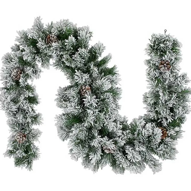 Clearance Flocked Angel Pine and Pinecones Garland Christmas Arrangements & Garland