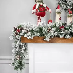 Clearance Flocked Angel Pine and Pinecones Garland Christmas Arrangements & Garland