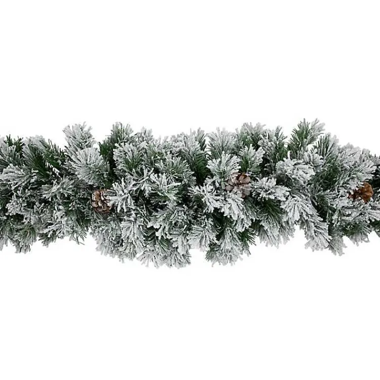 Clearance Flocked Angel Pine and Pinecones Garland Christmas Arrangements & Garland