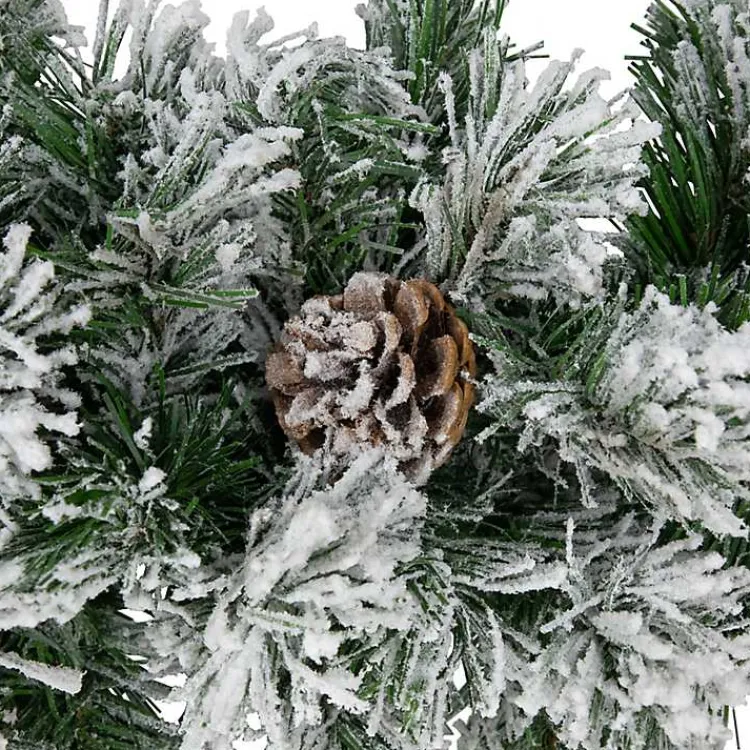 Clearance Flocked Angel Pine and Pinecones Garland Christmas Arrangements & Garland