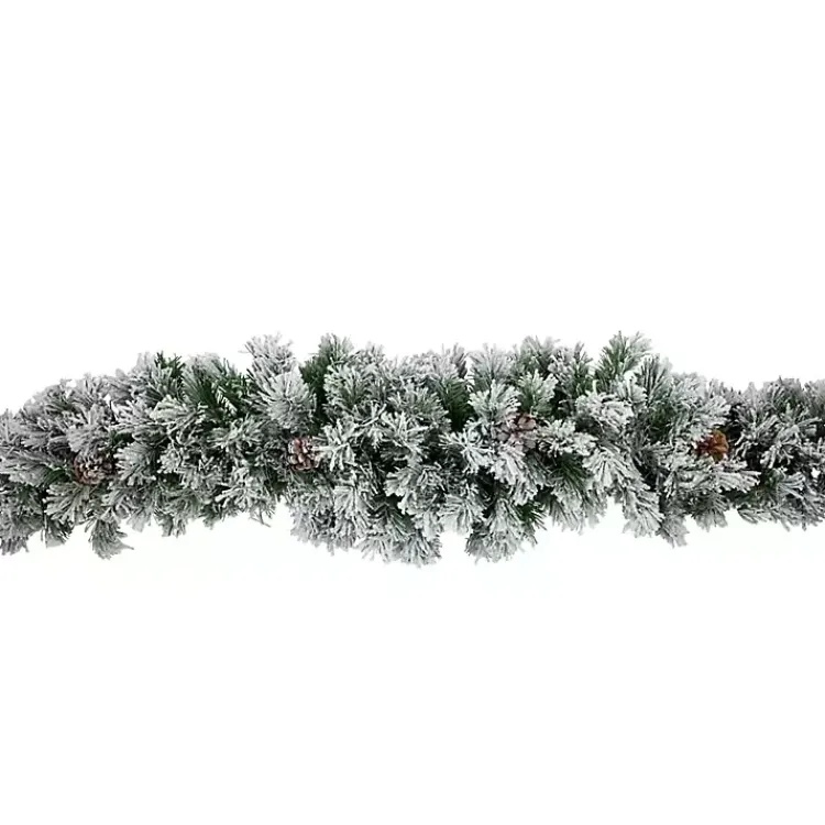 Clearance Flocked Angel Pine and Pinecones Garland Christmas Arrangements & Garland