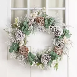 Discount Flocked Eucalyptus and Berry Christmas Wreath Wreaths