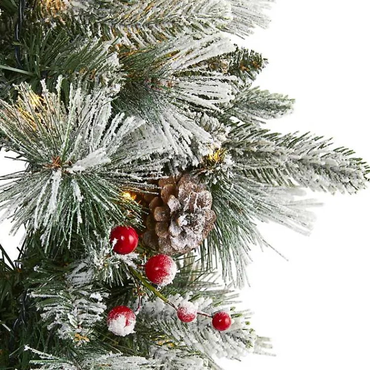 Flocked Evergreen and Mixed Berry LED Wreath Christmas Wreaths