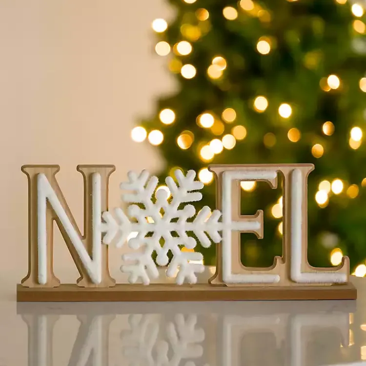 Hot Flocked Noel Tabletop Sign Christmas Decorations