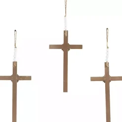 Kirklands Home Wall Plaques|Floral Beaded Wood Cross Wall Plaques, Set of 3