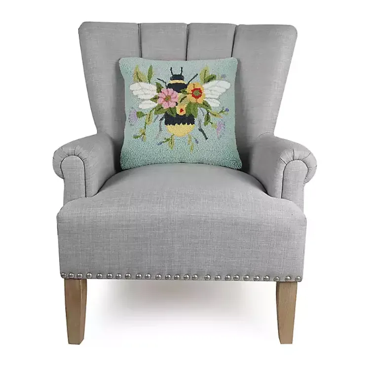 New Floral Bee Hooked Throw Pillow Pillows