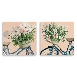 Kirklands Home Canvas Art|Floral Bikes Canvas Art Prints, Set of 2