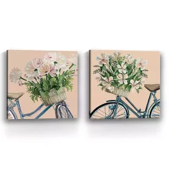 Kirklands Home Canvas Art|Floral Bikes Canvas Art Prints, Set of 2