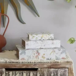 Outlet Floral Canvas Book Boxes, Set of 3 Baskets & Boxes
