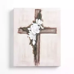 Kirklands Home Canvas Art|Floral Cross Canvas Art Print